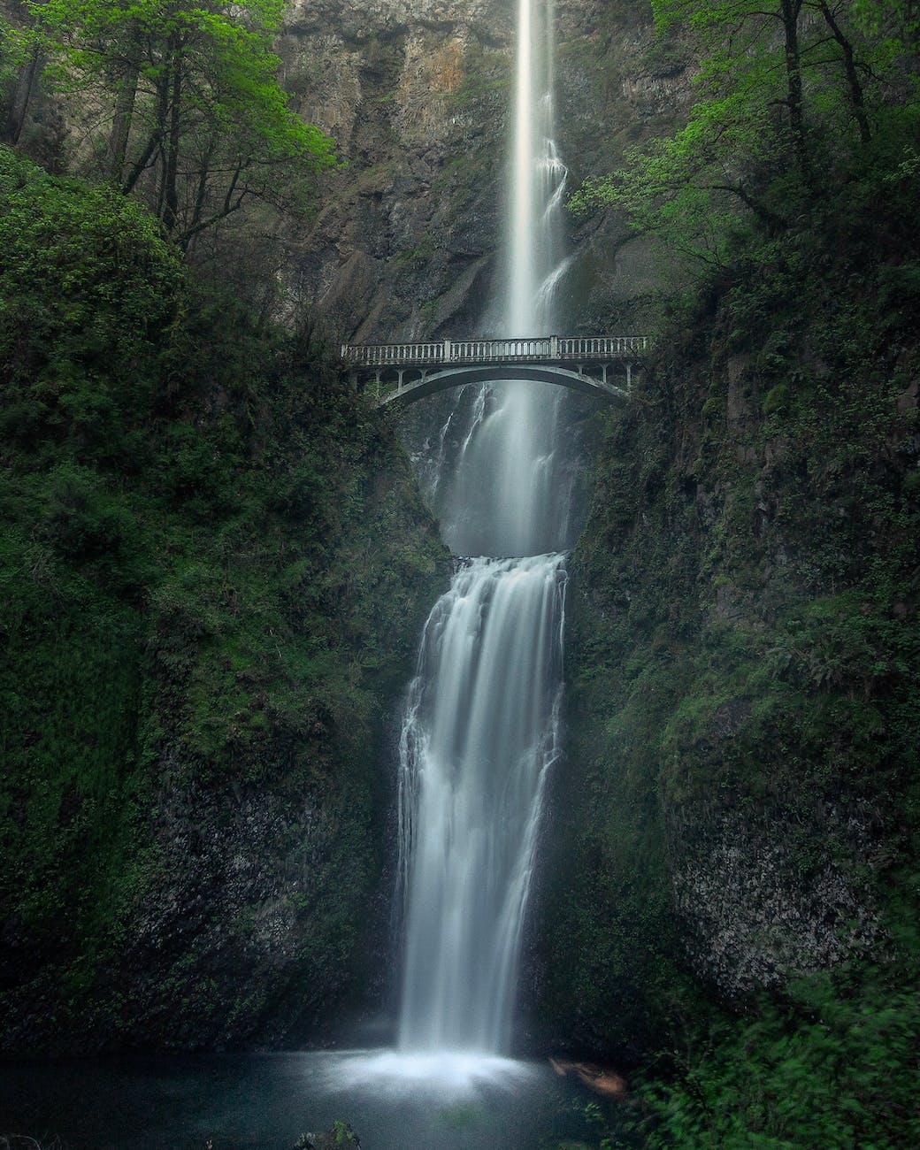 waterfalls and bridge