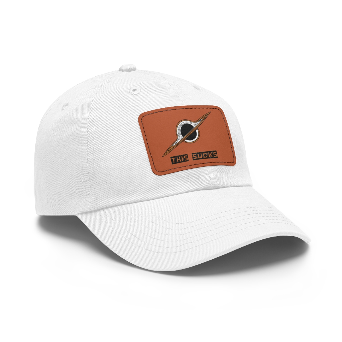 This Sucks Black Hole Dad Hat with Leather Patch (Rectangle) - Image 9