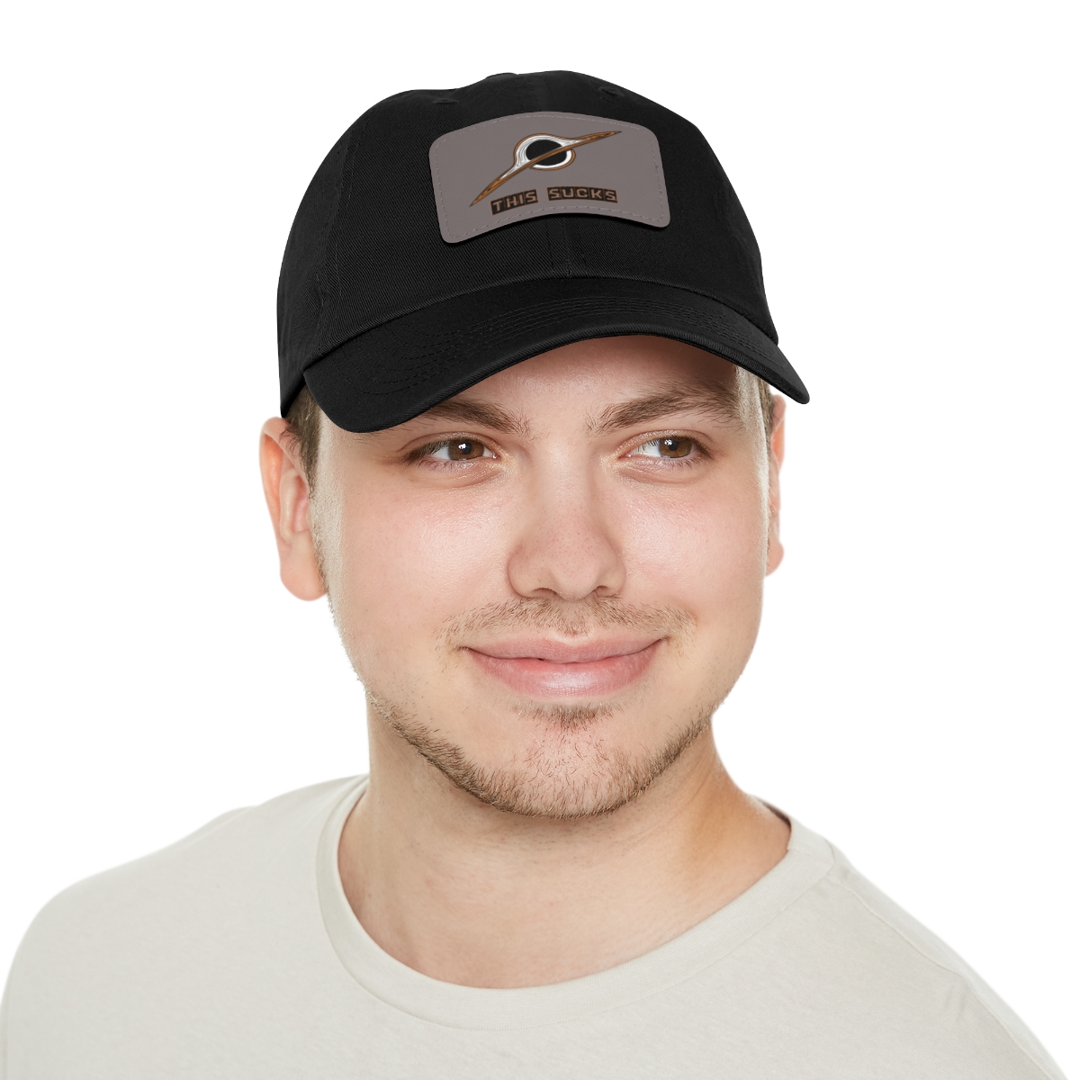 This Sucks Black Hole Dad Hat with Leather Patch (Rectangle) - Image 19