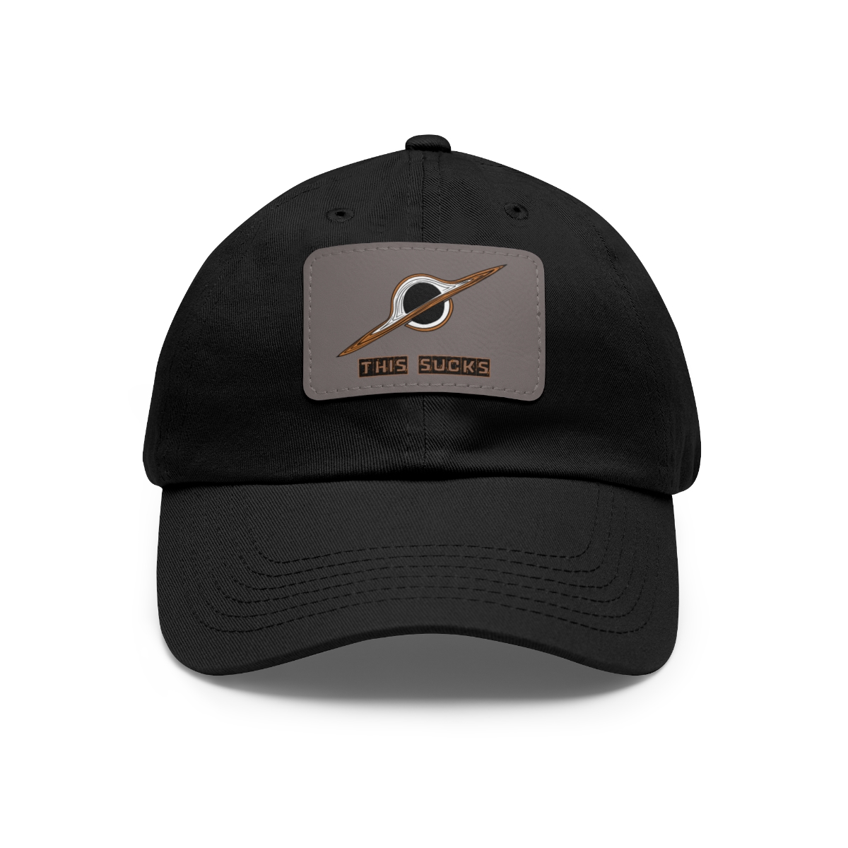 This Sucks Black Hole Dad Hat with Leather Patch (Rectangle) - Image 15