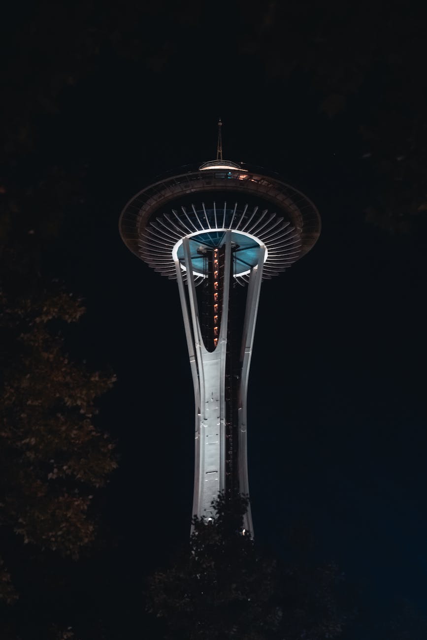 view of the space needle at night seattle washington usa